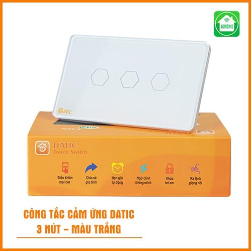 Công Tắc Cảm Ứng Datic – 3 Nút Màu Trắng